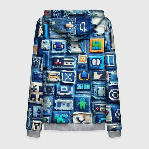 Мужская толстовка на молнии Пэчворк с геймерскими знаками / 3D-Меланж – фото 2
