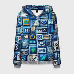 Мужская толстовка на молнии Пэчворк с геймерскими знаками