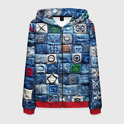 Мужская толстовка на молнии Геймерский пиксельный пэчворк