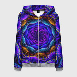 Толстовка 3D на молнии мужская Неоновая психоделика, цвет: 3D-меланж