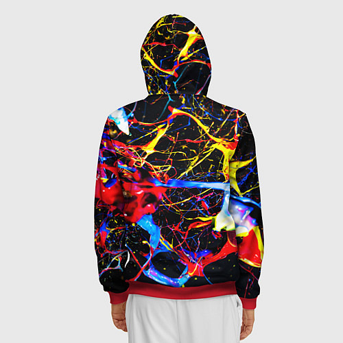 Мужская толстовка на молнии Неоновые брызги красок / 3D-Красный – фото 4