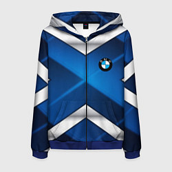 Толстовка 3D на молнии мужская BMW metalic blue abstract, цвет: 3D-синий