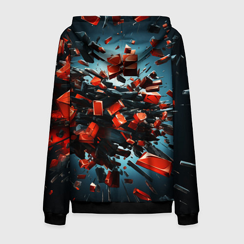 Мужская толстовка на молнии Геометрический взрыв пластин / 3D-Черный – фото 2