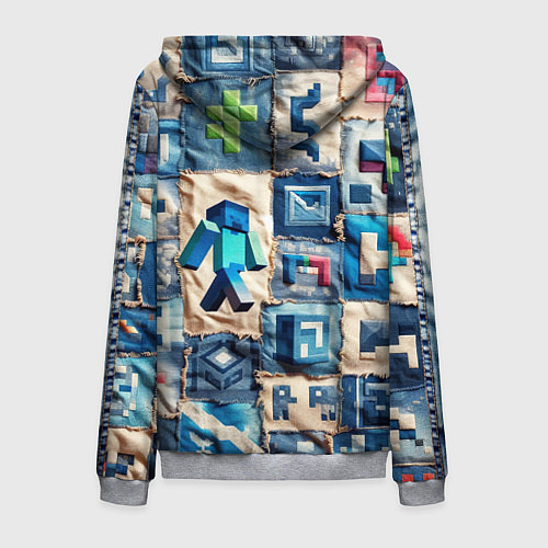 Мужская толстовка на молнии Minecraft шагает на пэчворк / 3D-Меланж – фото 2