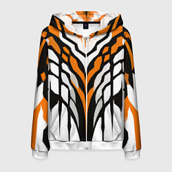 Мужская толстовка на молнии Агрессивные чёрно-оранжевые полосы на белом фоне