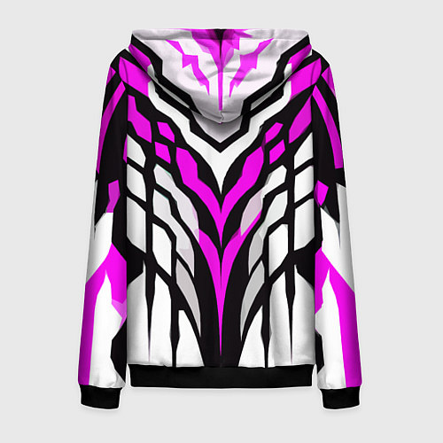 Мужская толстовка на молнии Агрессивные чёрно-розовые полосы на белом фоне / 3D-Черный – фото 2