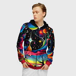 Толстовка 3D на молнии мужская Необычная планета и космос в стиле Сальвадор Дали, цвет: 3D-красный — фото 2