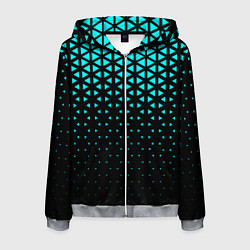 Мужская толстовка на молнии Геометрический градиент - чёрно-синий