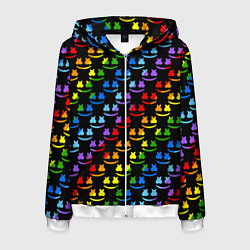 Толстовка 3D на молнии мужская Marshmello pattern neon, цвет: 3D-белый