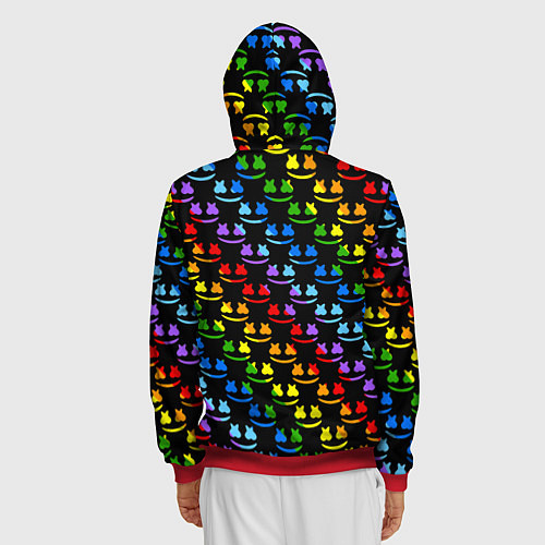 Мужская толстовка на молнии Marshmello pattern neon / 3D-Красный – фото 4