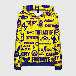 Мужская толстовка на молнии Логотипы игр на жёлтом