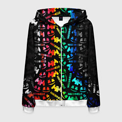 Толстовка 3D на молнии мужская Marshmello neon color, цвет: 3D-белый