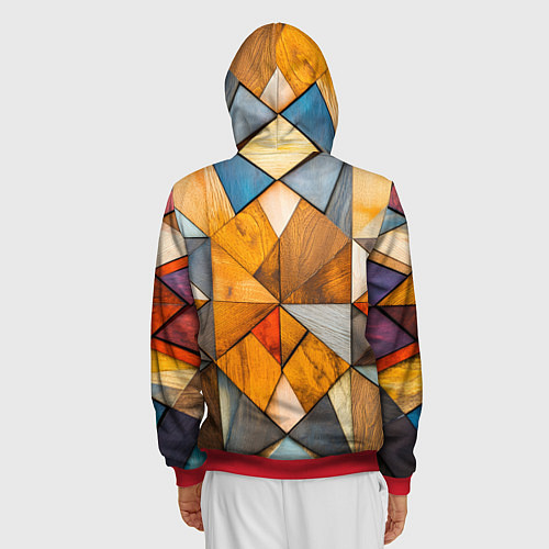 Мужская толстовка на молнии Мозайка / 3D-Красный – фото 4