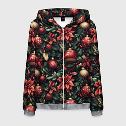 Мужская толстовка на молнии Паттерн с новогодними украшениями