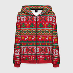 Мужская толстовка на молнии Текстура свитерной вязки новогодняя