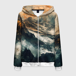 Толстовка 3D на молнии мужская Иллюстрация хаоса в грубом стиле, цвет: 3D-белый