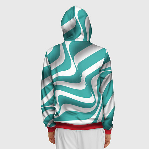 Мужская толстовка на молнии Абстрактные объёмные полосы - оптическая иллюзия / 3D-Красный – фото 4