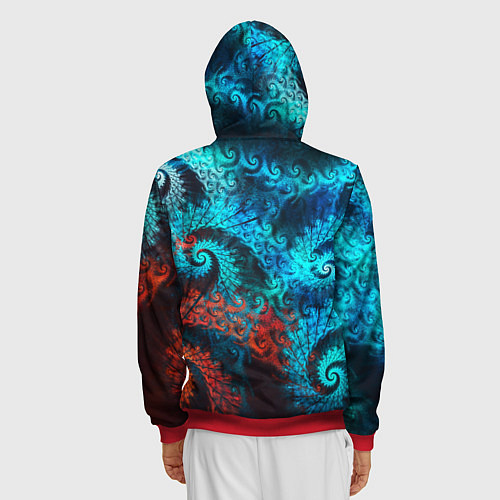 Мужская толстовка на молнии Оптическая абстракция узор / 3D-Красный – фото 4