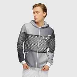 Толстовка 3D на молнии мужская Honda metal steel, цвет: 3D-белый — фото 2