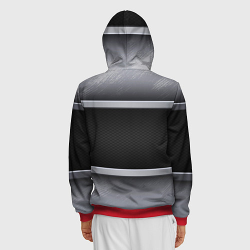 Мужская толстовка на молнии Audi metal texture / 3D-Красный – фото 4