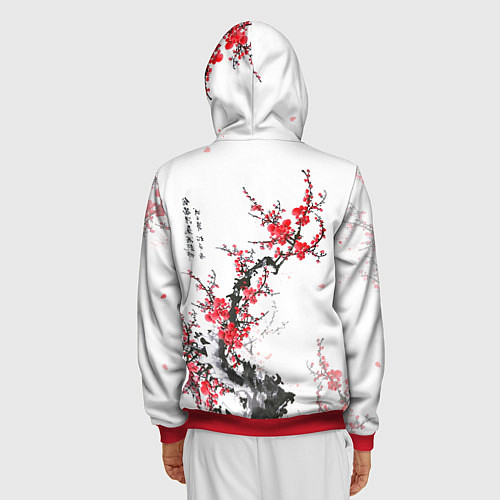 Мужская толстовка на молнии Китайская слива / 3D-Красный – фото 4