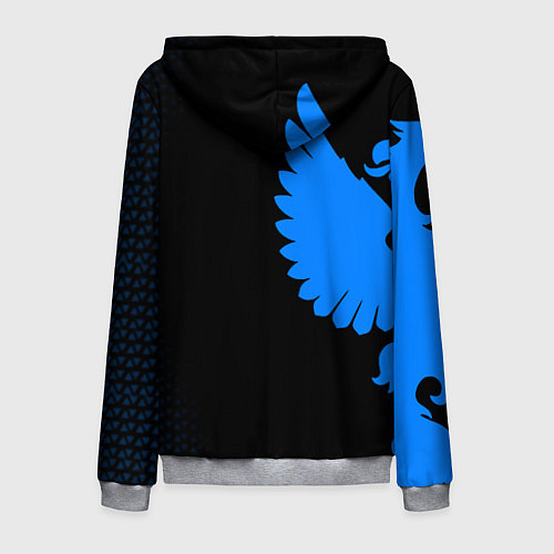 Мужская толстовка на молнии Герб РФ синий / 3D-Меланж – фото 2