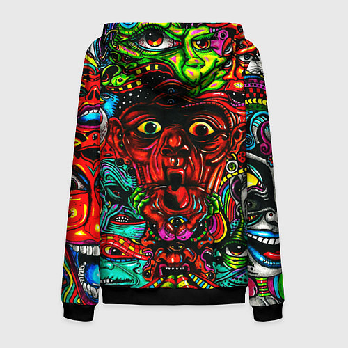 Мужская толстовка на молнии Мексиканский стиль психоделика / 3D-Черный – фото 2