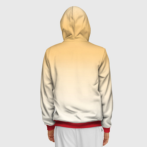 Мужская толстовка на молнии Градиент желтый с цветами / 3D-Красный – фото 4