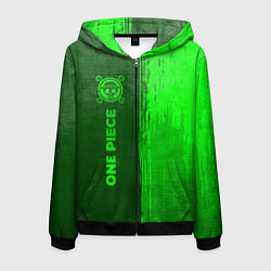 Толстовка 3D на молнии мужская One Piece - green gradient по-вертикали, цвет: 3D-черный