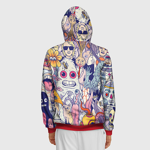 Мужская толстовка на молнии Психоделические монстры / 3D-Красный – фото 4
