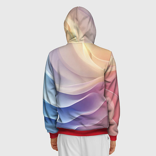 Мужская толстовка на молнии Текстура с градиентом волны / 3D-Красный – фото 4