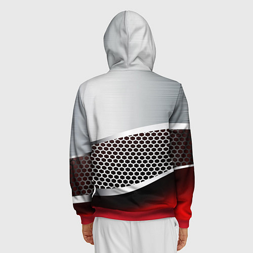 Мужская толстовка на молнии Quake metal steel / 3D-Красный – фото 4