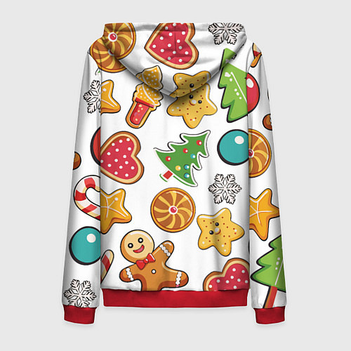 Мужская толстовка на молнии Новогодние сладости / 3D-Красный – фото 2