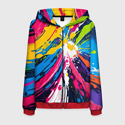 Толстовка 3D на молнии мужская Красочная абстракция - экспрессионизм, цвет: 3D-красный