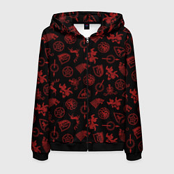 Толстовка 3D на молнии мужская Houses logo pattern Game of Thrones, цвет: 3D-черный