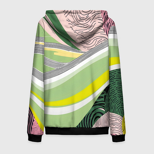 Мужская толстовка на молнии Салатовая абстракция / 3D-Черный – фото 2