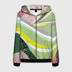 Мужская толстовка на молнии Салатовая абстракция