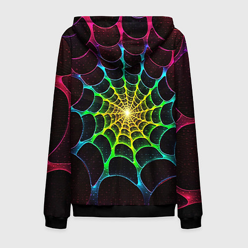 Мужская толстовка на молнии Психоделика текстура фрактал / 3D-Черный – фото 2