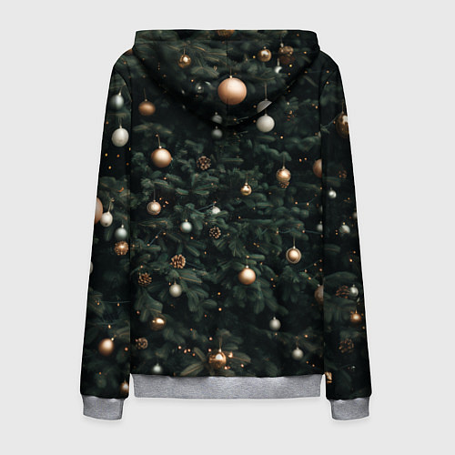 Мужская толстовка на молнии Паттерн - Новогодняя елка / 3D-Меланж – фото 2
