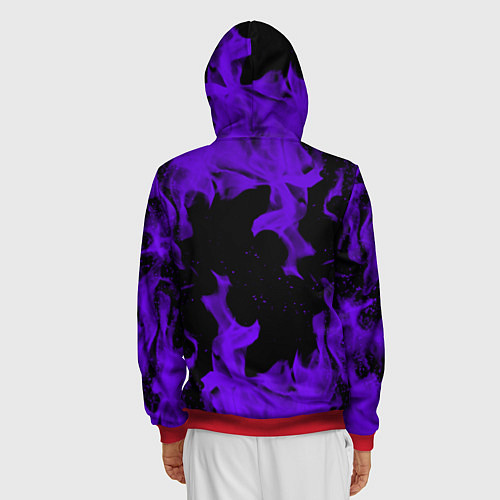 Мужская толстовка на молнии Неоновый фиолетовый огонь / 3D-Красный – фото 4