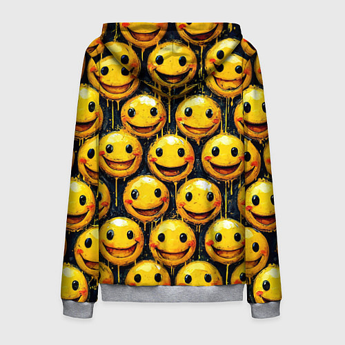 Мужская толстовка на молнии Смайлы краской с потеками / 3D-Меланж – фото 2