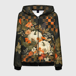 Толстовка 3D на молнии мужская Бледные тыквы, цвет: 3D-черный