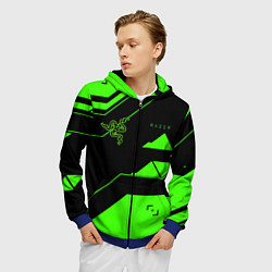 Толстовка 3D на молнии мужская Razer geometry game, цвет: 3D-синий — фото 2