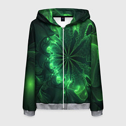 Мужская толстовка на молнии Оптический зелёный фрактал
