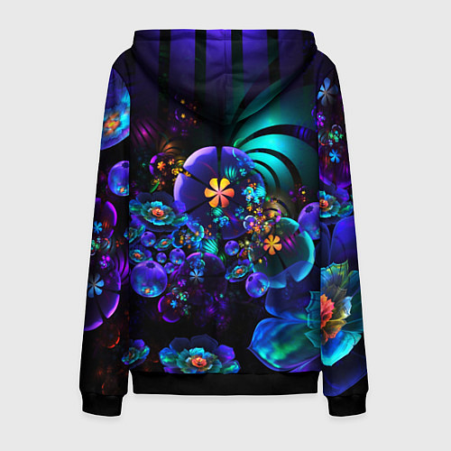 Мужская толстовка на молнии Оптический фрактальный цветок / 3D-Черный – фото 2