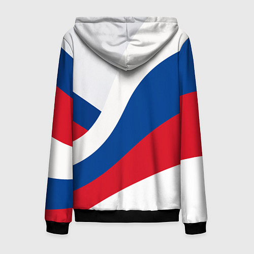 Мужская толстовка на молнии Флаг России, паттерн / 3D-Черный – фото 2