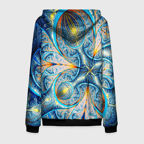 Мужская толстовка на молнии Оптический узор фрактальный / 3D-Черный – фото 2