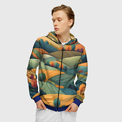 Толстовка 3D на молнии мужская Луга поля, цвет: 3D-синий — фото 2