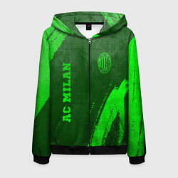 Толстовка 3D на молнии мужская AC Milan - green gradient вертикально, цвет: 3D-черный