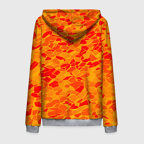 Мужская толстовка на молнии Красные плитки на жёлтом фоне / 3D-Меланж – фото 2